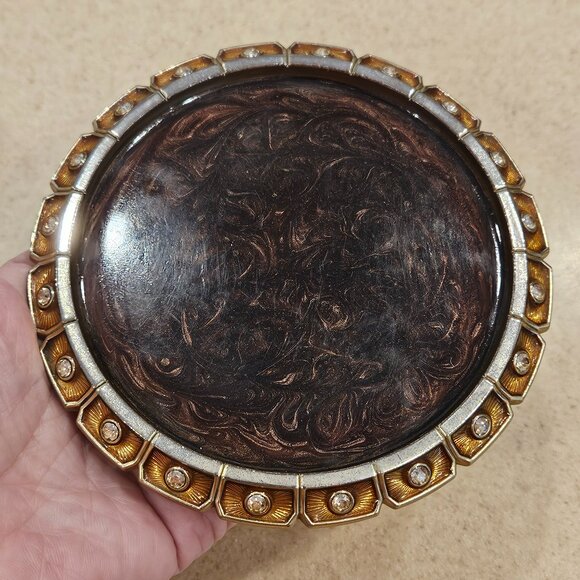 RARE ART DECO JAY STRONGWATER BENTLEY JUNGLE CRYSTAL ENAMEL BAR DRINK COASTER - Picture 7 of 11